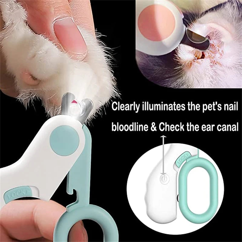 Cat Dog Nail Clipper Scissors with LED Light Pet Nail Toe Claw Trimmer Professional Pet Grooming Tools Pet Nail Clipper Supplies Motohoo