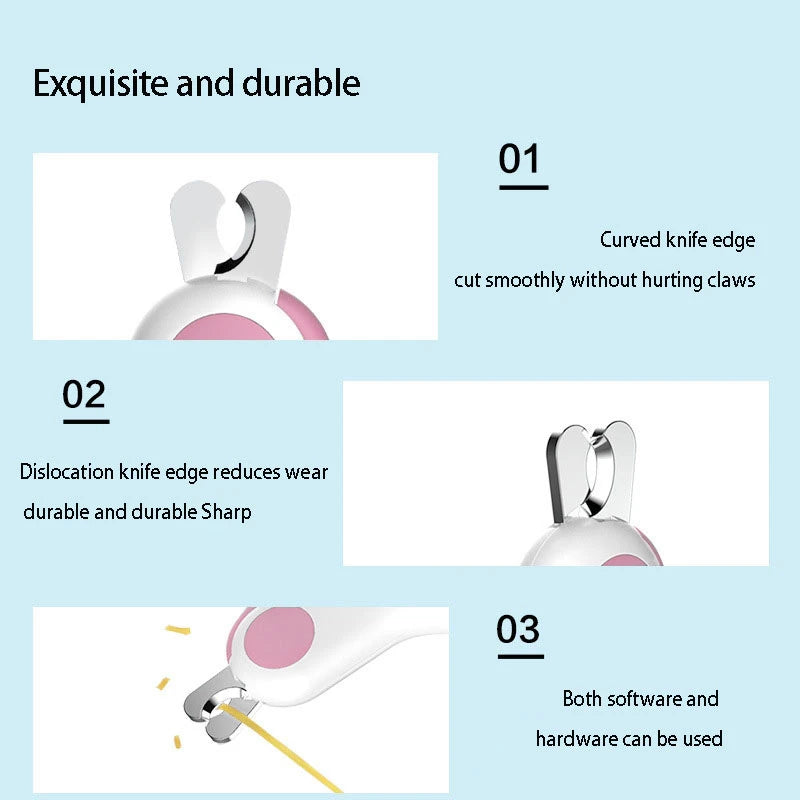 Cat Dog Nail Clipper Scissors with LED Light Pet Nail Toe Claw Trimmer Professional Pet Grooming Tools Pet Nail Clipper Supplies Motohoo