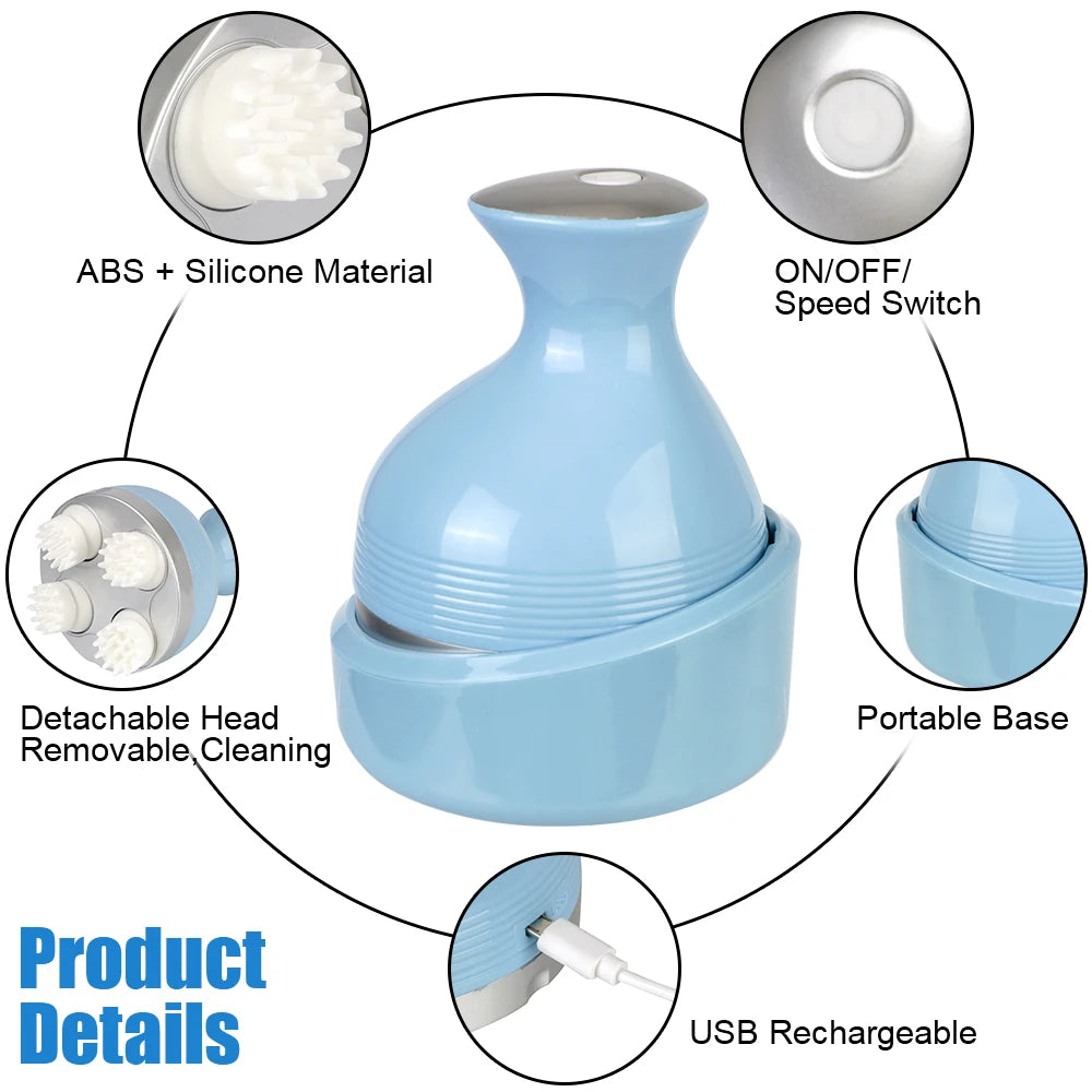 Electric Head Massager Multifunctional Health Care For Scalp Body Shoulder Neck Pet Cat Dog Massage Relieve Stress Rechargeable Motohoo