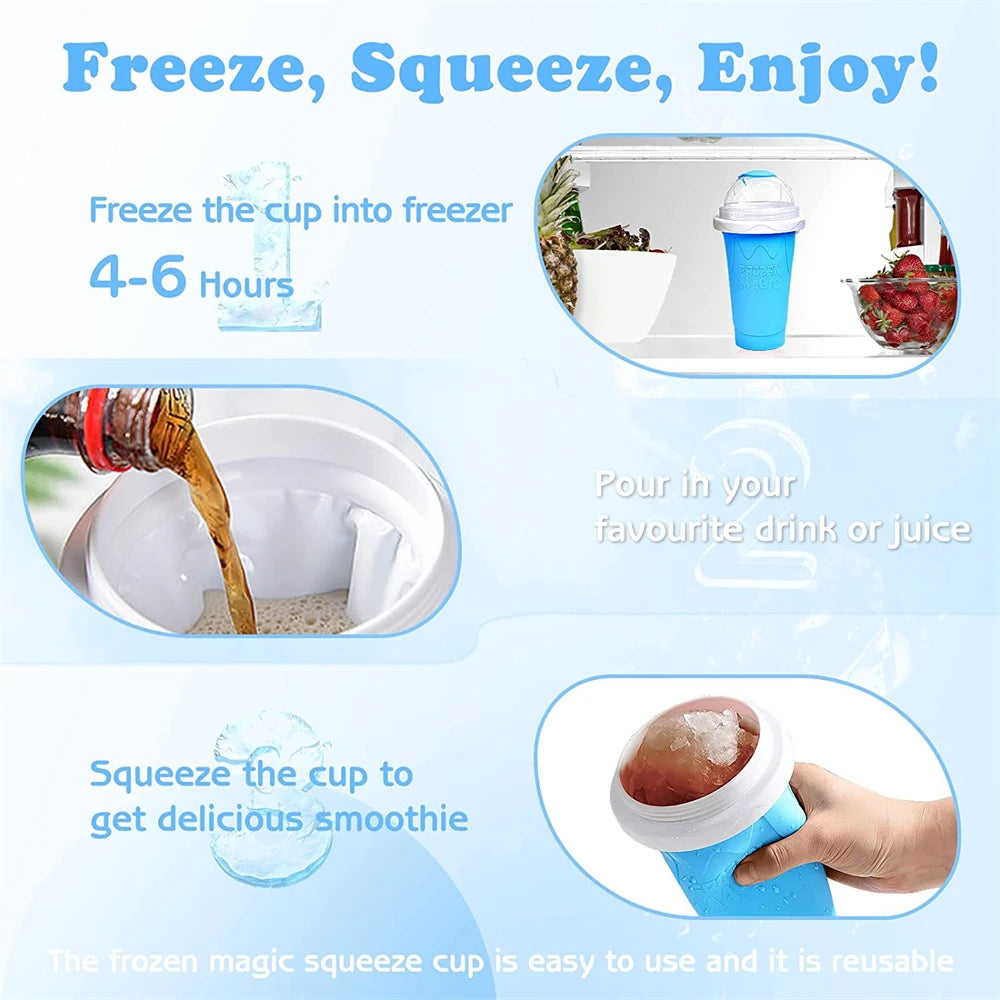 Capacity Slushy Cup Summer Squeeze Homemade Juice Water Bottle Quick-Frozen Smoothie Sand Cup Pinch Fast Cooling Magic Ice Cream Motohoo