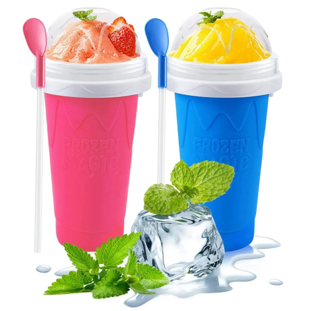 Capacity Slushy Cup Summer Squeeze Homemade Juice Water Bottle Quick-Frozen Smoothie Sand Cup Pinch Fast Cooling Magic Ice Cream Motohoo