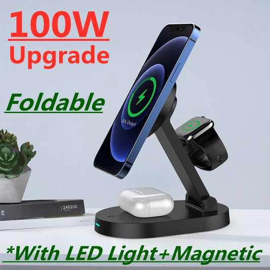 100W 3 in 1 Magnetic Wireless Charger Motohoo
