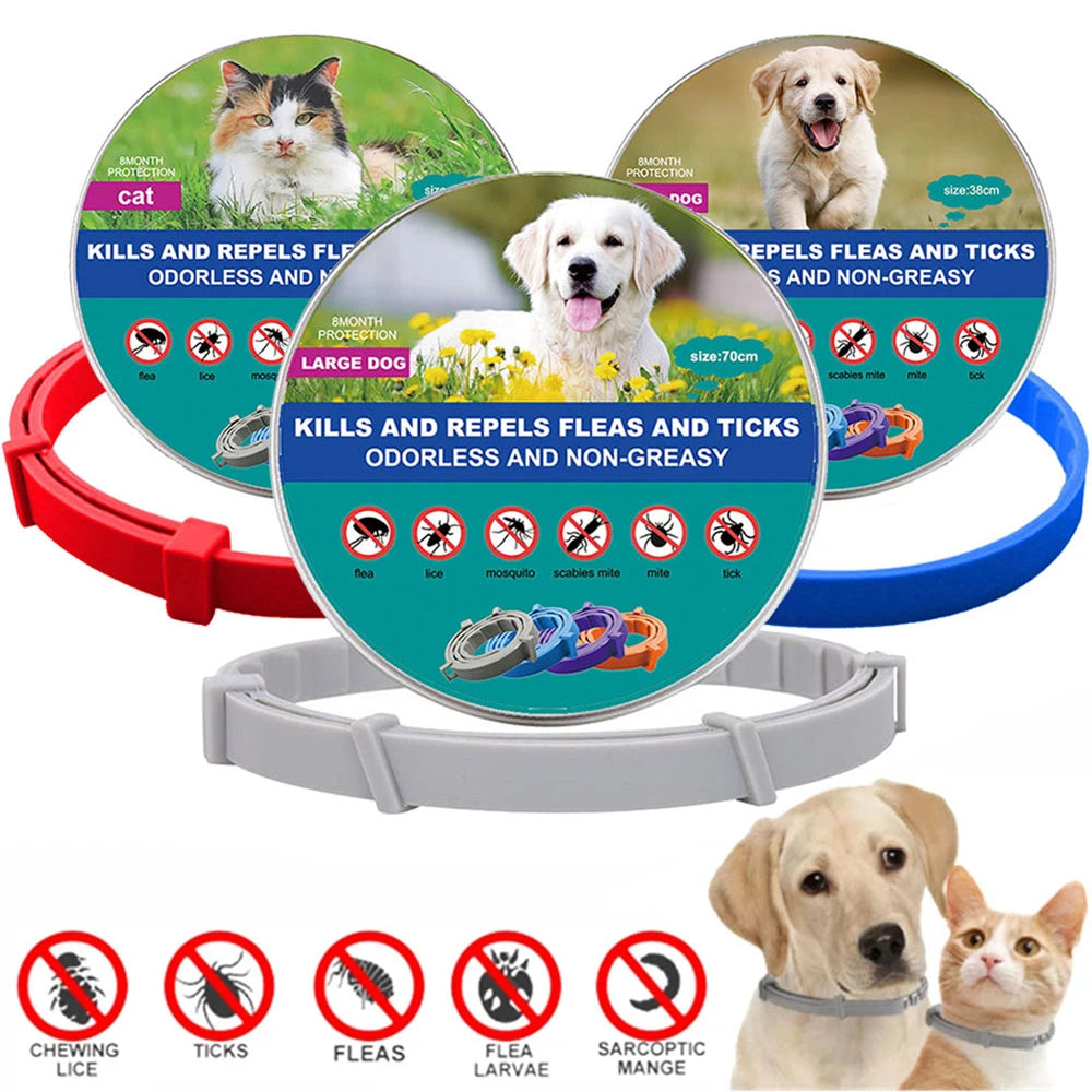Pet Dog Cat Collars Veterinary Anti Flea and Tick Collar for Cats Dogs Anti-parasitic Necklace for Large Small Dogs Products Motohoo